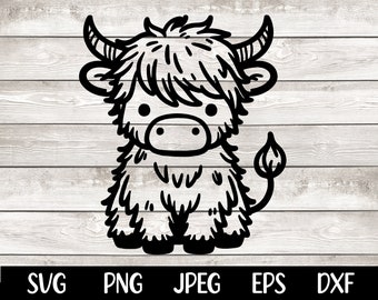 Highland Cow Svg, Highland Cow png, Cow Svg, Cute Cow Svg, Cute Baby Cow Svg, Highland Cow Clipart Vector Cutting File Png