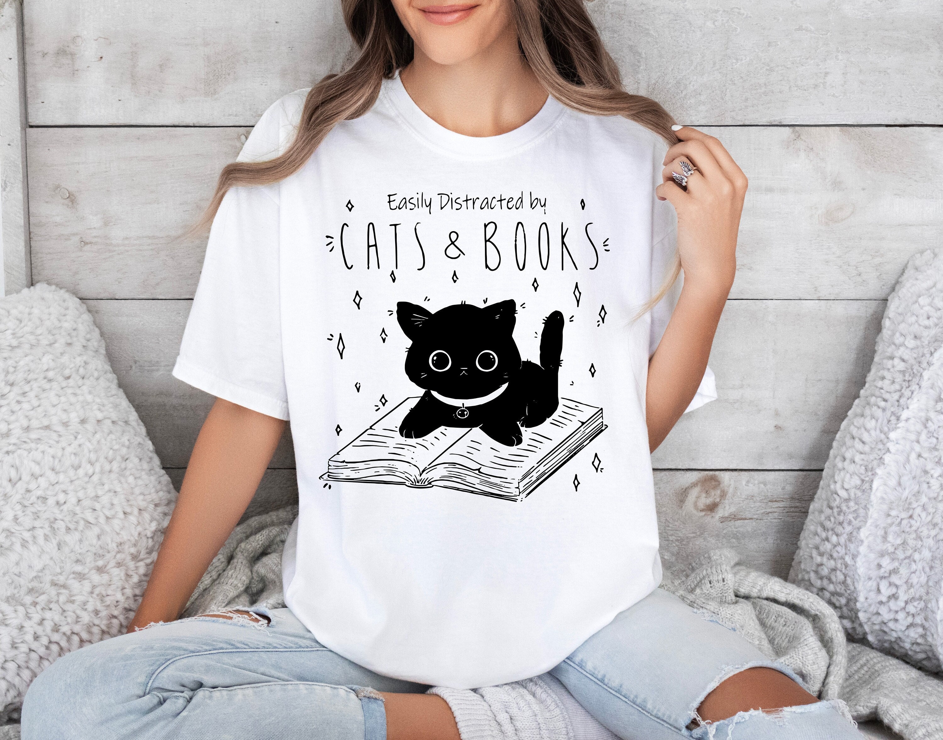 Distracted by Cats and Books SVG Cut File Cup Decal T-shirt PNG SVG Digital File