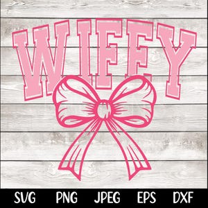 May include: Pink and white graphic design with the word "WIFFY" in a bold font with a pink bow underneath.