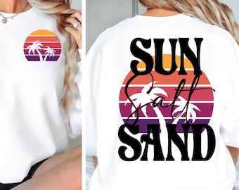 Sun Salt Sand SVG PNG, Summer Svg, Retro Summer Svg, Summer Png, Beach Svg, Trendy summer svg Png Sublimation Designs Cut File for Cricut