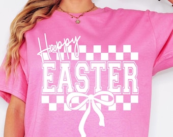 Happy Easter SVG PNG Coquette Bow Easter Svg Bunny Svg, Kids Easter Svg, Easter Shirt Svg, Easter Bunny Svg Cut File for Cricut Sublimation