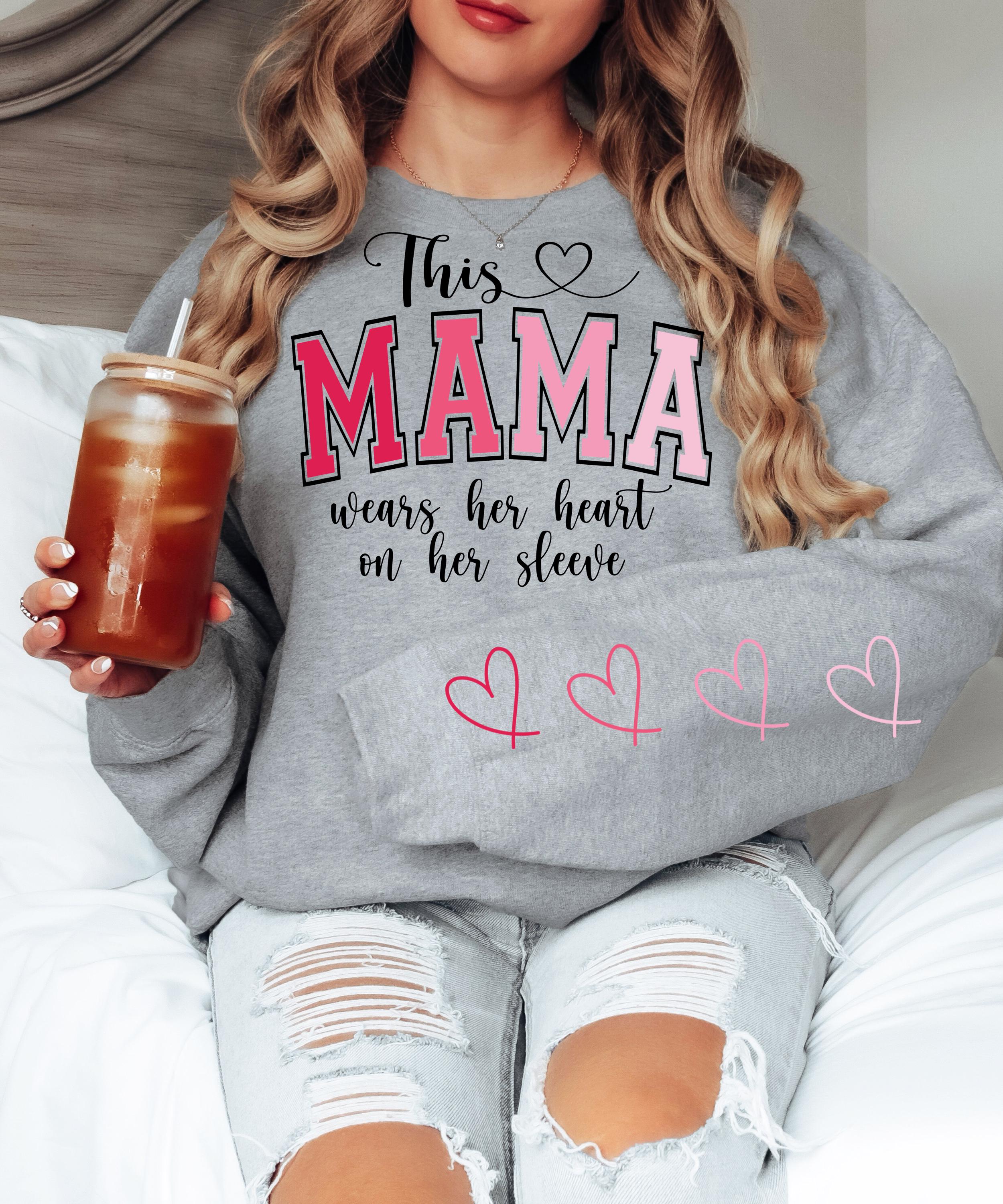 This Mama Wears Her Heart on Her Sleeve SVG PNG Add Your Own Names