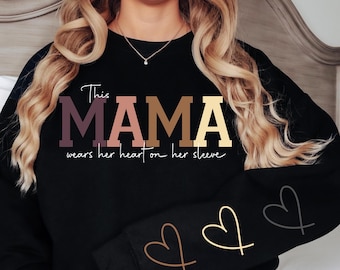 This Mama Wears Her Heart on Her Sleeve SVG PNG Add your Own Names Mama svg, Kids Names, Mothers Day Gift, Gift for Her, Mom Life, Birthday