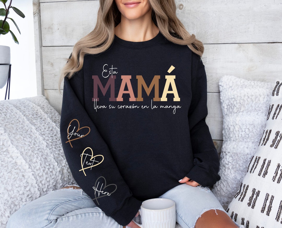 Esta Mama Lleva Su Corazon En La Manga SVG PNG Add Your Own Names Mama ...