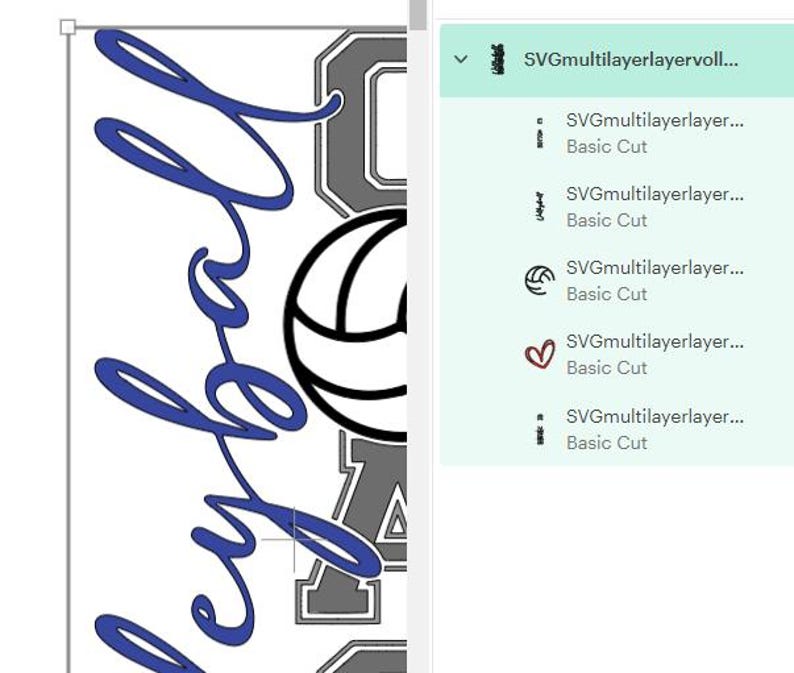 K&ouml;nnte beinhalten: Eine mehrschichtige SVG-Schnittdatei in Blau und Grau f&uuml;r ein Bastelprojekt zum Thema Volleyball. Das Design enth&auml;lt das Wort "Volleyball" in einer kursiv geschriebenen Schriftart und eine Volleyballgrafik.
