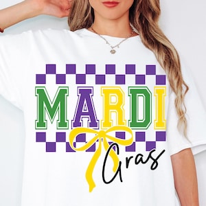 Mardi Gras Svg Mardi Gras Png Mardi Gras shirt design Coquette Bow Retro Png Trendy Mardi Gras Party Svg Checkered Svg Sublimation Cut File