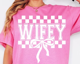 Wifey SVG Wifey PNG, Coquette Bow Newlywed Shirt Svg, Coquette Ribbon Svg, Bridesmaid Gift Bridal Party Svg Cut File for Cricut Sublimation