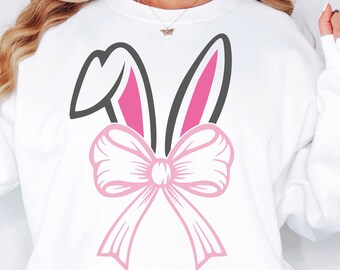 Coniglietto Coquette Bow Svg Png, Pasqua svg png Coquette bunny Svg Buona Pasqua Primavera Svg fiocco pasqua png File di taglio per sublimazione per Cricut