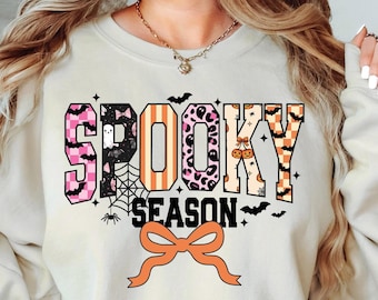 Spooky Season Png Girly Halloween Png, Coquette Halloween Png Design, Retro Halloween Leopard Checkered Fall Sublimation, Spooky Vibes, Fall