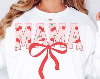 Cherry Bow Coquette Mama PNG, Mom Coquette Png, Soft Girl Aesthetic Shirt Sublimation Design, Mother's Day Girly Ribbon PNG Digital Download