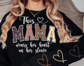 This Mama Wears Her Heart on Her Sleeve SVG PNG Add your Own Names Mama svg, Kids Names, Mothers Day Gift, Gift for Her, Mom Life, Birthday