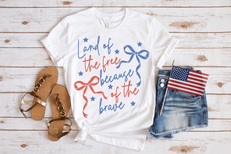 Land of the Free Because of the Brave Svg Png Coquette Memorial Day Svg ...