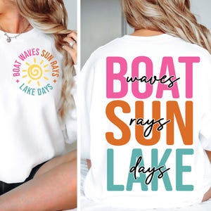 Boot golven zonnestralen meer dagen SVG PNG, zomer svg, retro zomer svg, hallo zomer svg, meer svg, retro zomer sublimatie ontwerpen downloaden