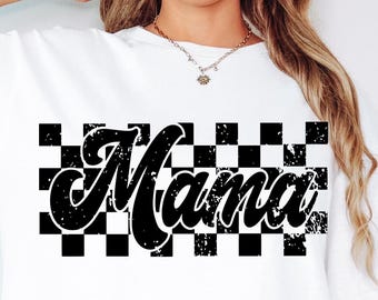 Diseño SVG PNG de mamá a cuadros retro, Mamá moderna SVG, Mamá retro SVG, Mamá PNG, Día de la Madre, Diseños de sublimación de mamá, Descarga digital