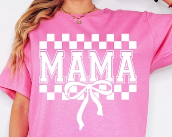Coquette Bow Mama SVG PNG Bow Varsity Font Mama Svg Png, Trendy Mama Digital File, Pink Coquette Mama Shirt Design, Mama Shirt cut file