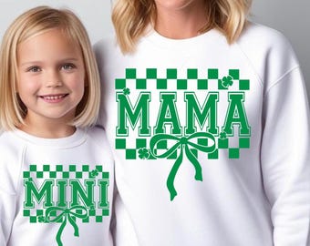 Lucky Mama and Mini SVG PNG St. Patrick's Day Mama Shirt Design png svg dfx Digital File Instant Download Cut File for Cricut Sublimation