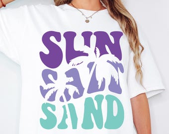 Sun Salt Sand SVG PNG, Summer svg, Retro Summer svg, Hello Summer svg, Beach svg, Retro Summer Sublimation Designs Download