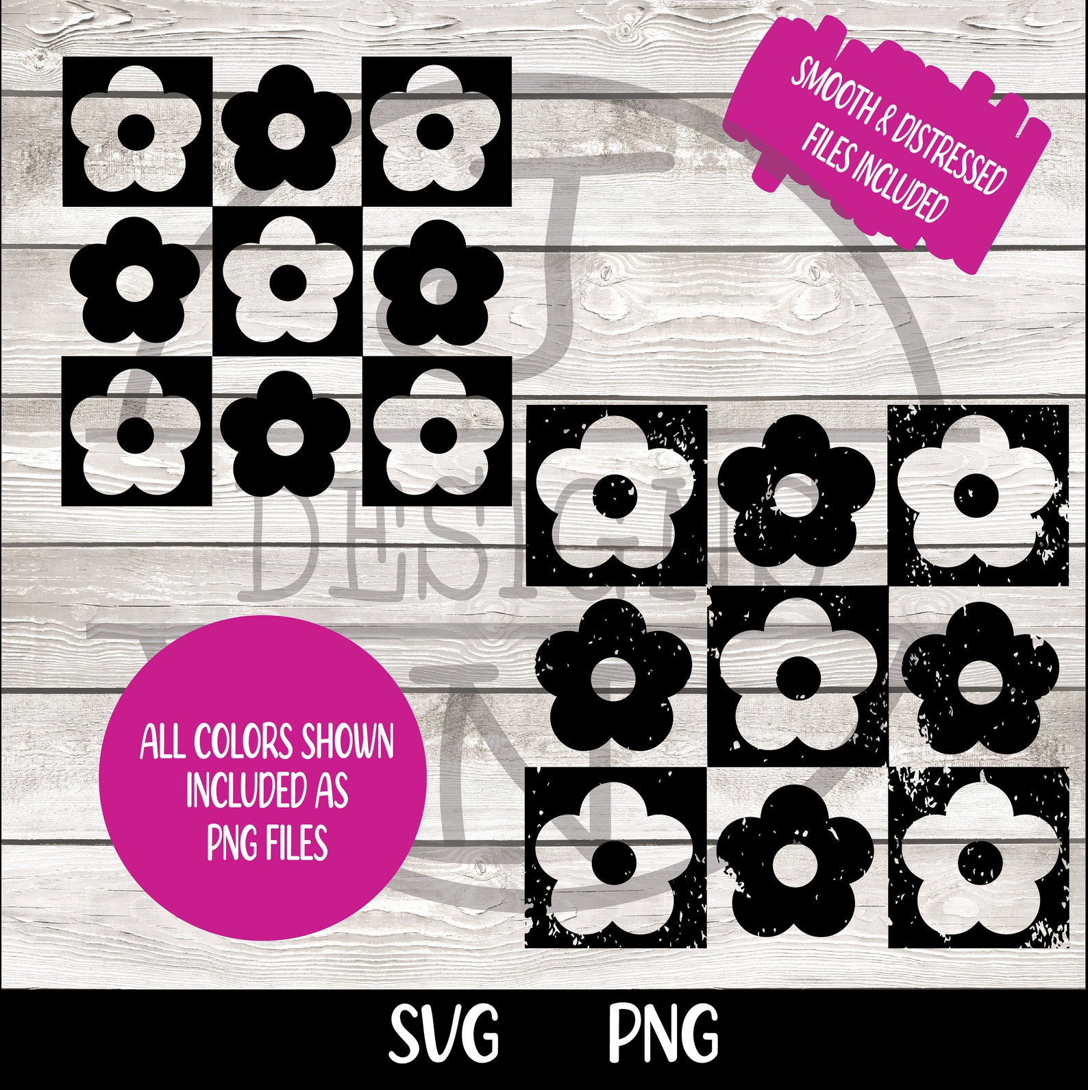 Retro Checkered Daisy SVG PNG, Summer Svg, Retro Summer Svg ...