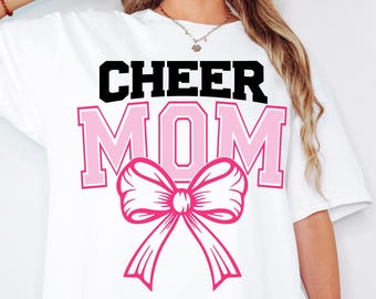 Cheer Mom SVG Cheer Mom PNG Coquette Bow Game Day Cheerleader Shirt Design png svg Cricut Silhouette Cameo dfx eps Instant Download