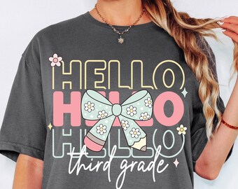 Hola Tercer Grado Png Primer Día de Clases Png Regreso a Clases Coquette Kindergarten Pre-K 1er 2do 3er Grado Diseño de Sublimación DTF Descargar
