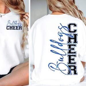 Bulldogs Cheer PNG Bulldogs Cheer SVG Día del Juego Cheerleader Competencia Diseño de Camiseta PNG SVG Cricut Silhouette Cameo Descarga Instantánea