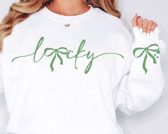 Lucky SVG Lucky PNG St. Patrick's Day Svg St Patrick's Day Shirt Design Coquette Bow File digitale Download File di taglio a sublimazione per Cricut