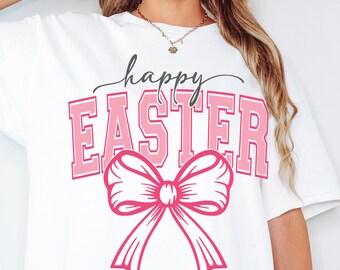 Happy Easter SVG PNG Coquette Bow Easter Svg Bunny Svg, Kids Easter Svg, Easter Shirt Svg, Easter Bunny Svg Cut File for Cricut Sublimation