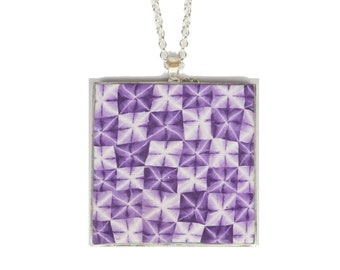 Shibori Surabu - Purple - Shibori Tile Pendant