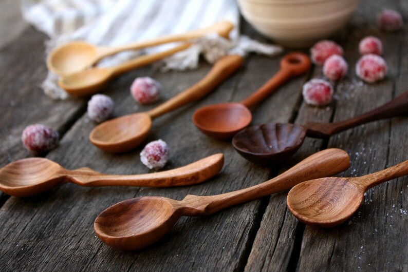 Mini Spoon Collection Wooden Miniature Serving Spoons Tiny Etsy