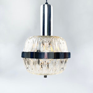 Mid Century glass and chrome pendant lamp from the 70s