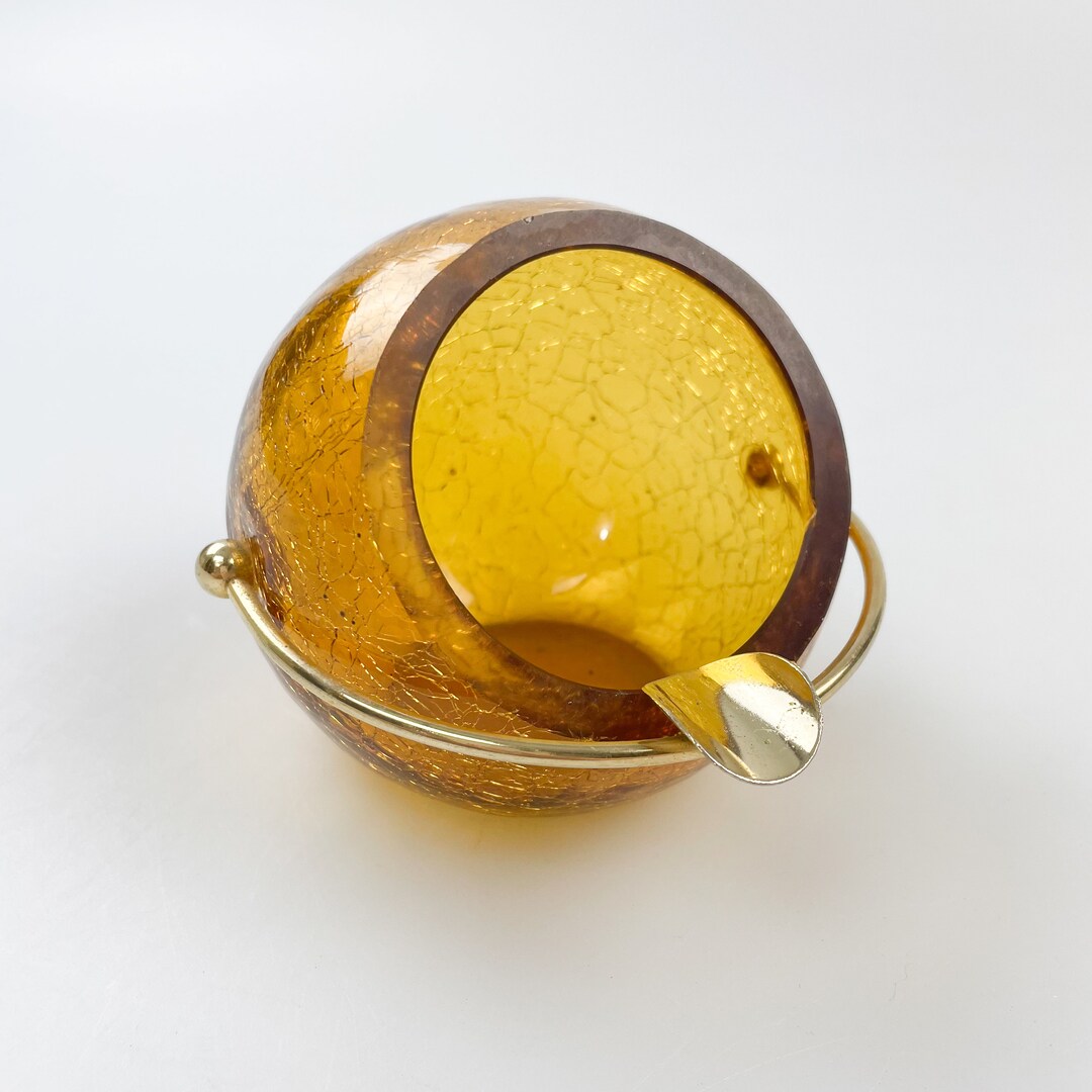 Space Age Ashtray Gold Orange 70's Etsy