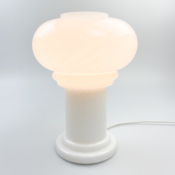 Vintage opaline swirl glass mushroom lamp 1970 Germany