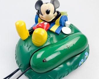 Rare Disney plastic landline collectible telephone in the shape of vintage Mickey from the 80s