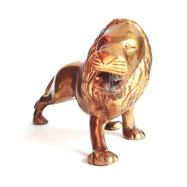 Vintage Brass Lion Figurine, vintage brass statuette, brass figurine * Retro deco *Art deco * 60's *