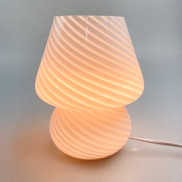 Vintage retro opaline swirl glass mushroom lamp