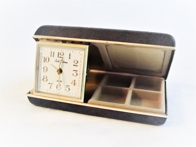Vintage SETH THOMAS Travel Alarm Clock With Jewelry Box. Etsy