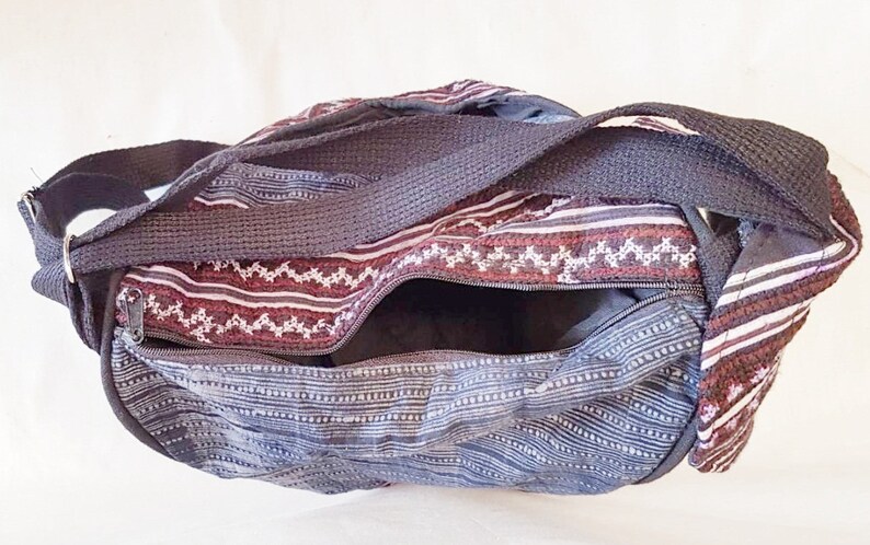 Hmong Backpack Bags Hill Tribe Shoulder Bags Hobo Purple Color Embroidered Fabric Unique Handmade Hippie Bohemian Gipsy Stylish Handbags
