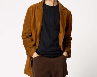 Tan Suede Blazer: Men's 2-Button Coat