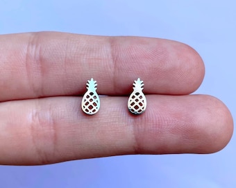 Enamel Pineapple Stud Earrings: Tropical Summer Jewelry