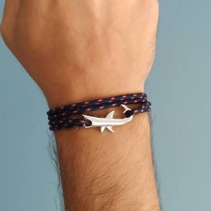 Shark Charm Bracelet Nautical Rope Jewelry Ocean Theme Accessory Surfer Wristband Unisex Beach Wear Marine Life Gift