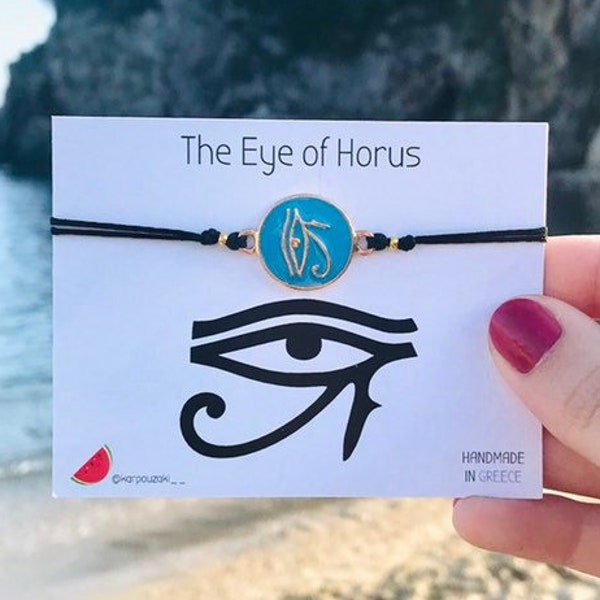 Bracelet turquoise égyptien - L’œil d’Horus, charme pyramidal inhabituel pour la prospérité et la protection, parfait pour les amoureux du patrimoine égyptien