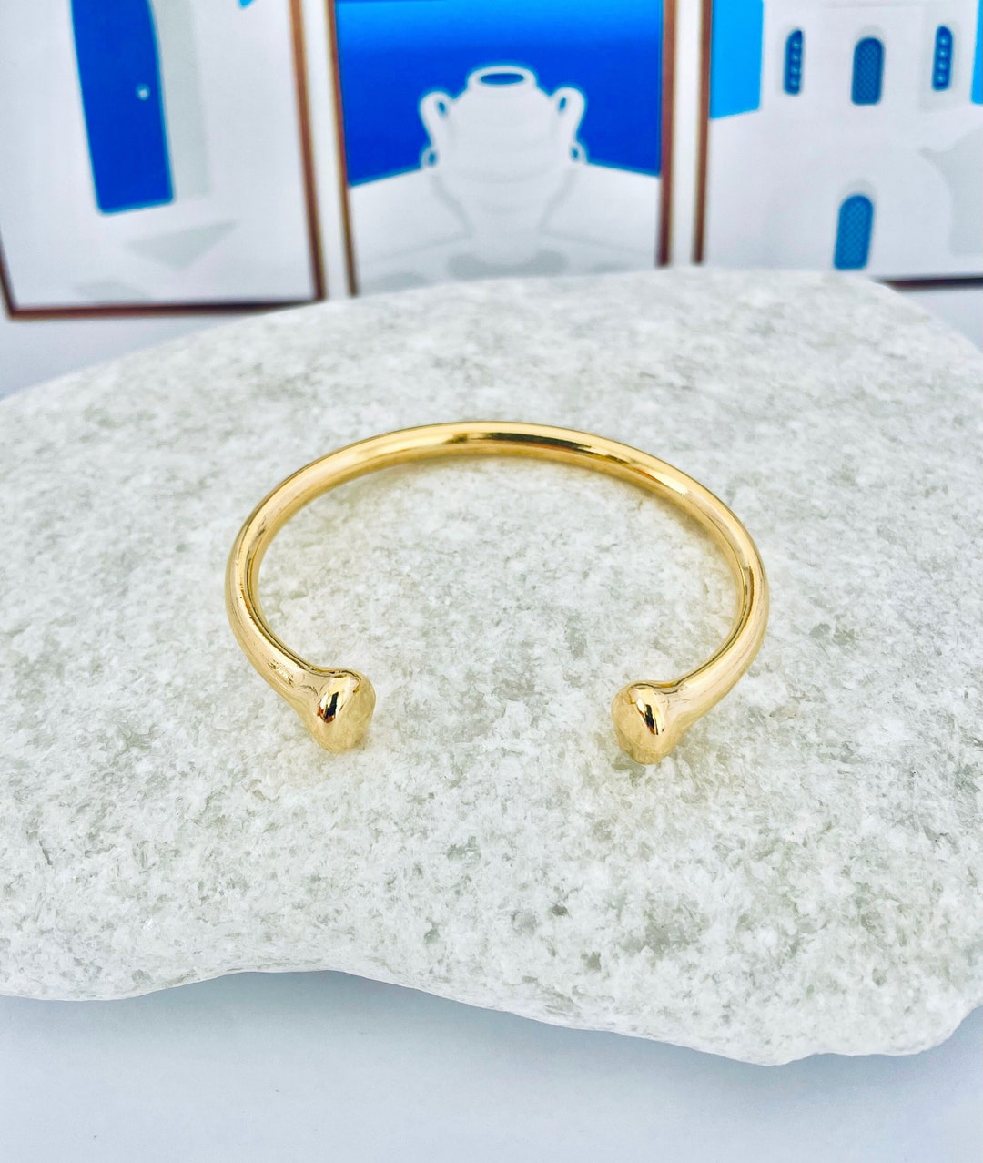 Greek Open Golden Stacking Cuff for Goddess, Massive Bold Cuff for ...