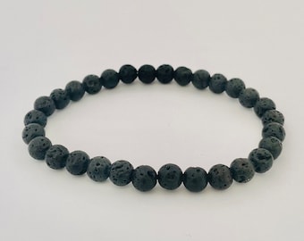 Collezione Santorini - Kaldera, Bracciale con Perline di Lava, Bracciale con Perline di Lava Nera, Bracciale con Madre Terra, Regalo per l'Anniversario di Santorini