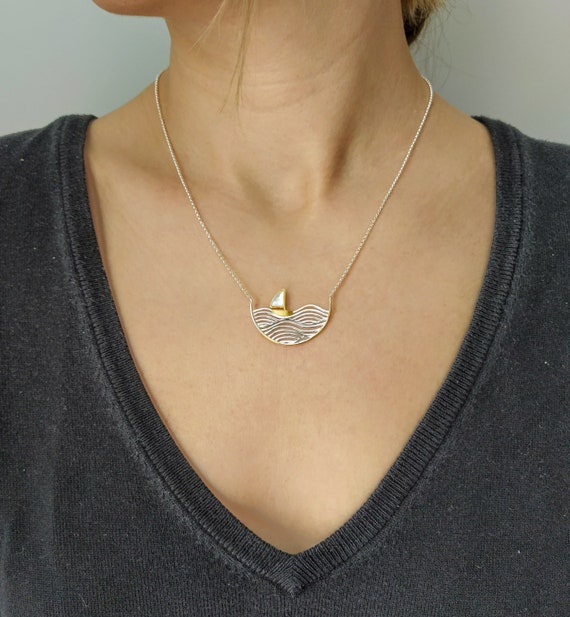 925 Nautical Necklace, Greek Sea Necklace, 925 Ocean Waves