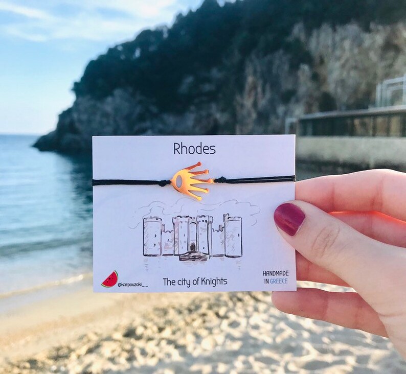 Rhodes Castle Bracelet Greek Island Bracelet Medieval Jewelry Princess Bracelet The City of Knights Golden Crown Bracelet