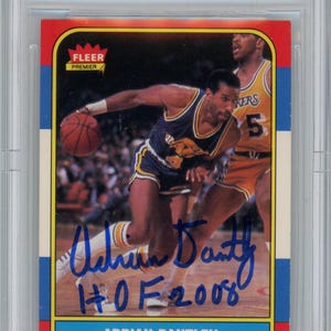 Adrian Dantley Signierte 1986-87 Fleer #21 Trading Card w/HOF Beckett 10 Slab