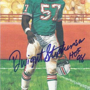 Dwight Stephenson handsignierte Miami Dolphins Linienkunst Karte in Blau w/HOF 98