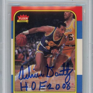 Adrian Dantley Signierte 1986-87 Fleer #21 Trading Card w/HOF Beckett 10 Slab