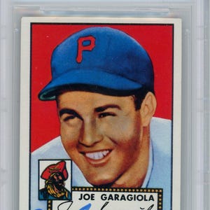 Tarjeta reimpresión n.° 227 de Topps 1952 autografiada por Joe Garagiola de 1983, Beckett Slab
