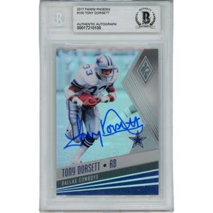 Tony Dorsett gesigneerde 2017 Phoenix 100 Slabbed Trading Card Beckett 45903